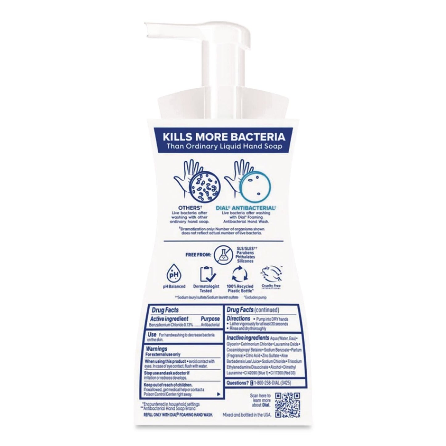 Dial® Antibacterial Foaming Hand Wash, Spring Water Scent, 7.5 oz (DIA05401)