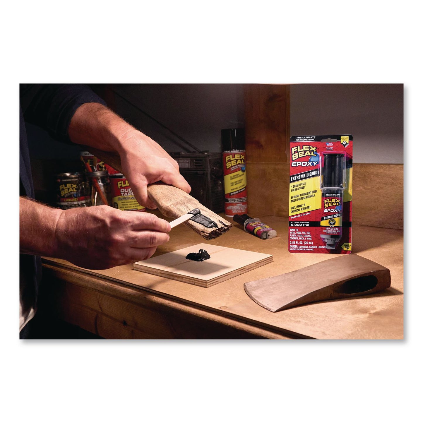 Flex Seal Products® Flex Epoxy Extreme Liquid, Two-Part Syringe, 0.8 oz, Dries Black, 8/Carton (FSGEFSBLKR25)
