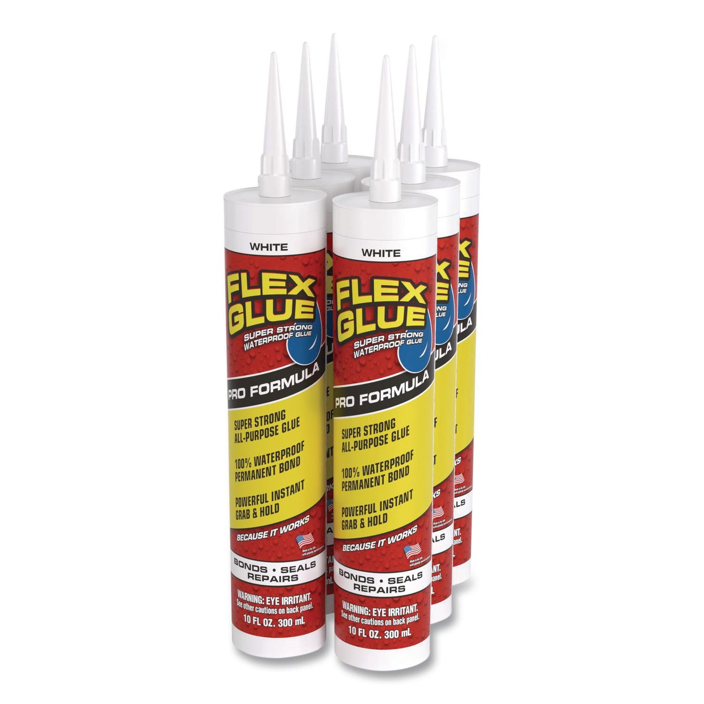 Flex Seal Products® Flex Glue Super Strong Waterproof Glue, 10 oz, Dries White, 6/Carton (FSGGFSTANR10)