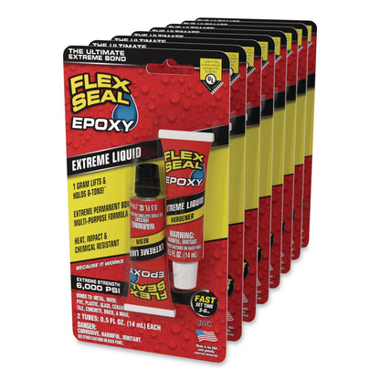 Flex Seal Products® Flex Epoxy Extreme Liquid, Two Tube Set, 1 oz, Dries Black, 8/Carton (FSGEFSBLKR2X15)