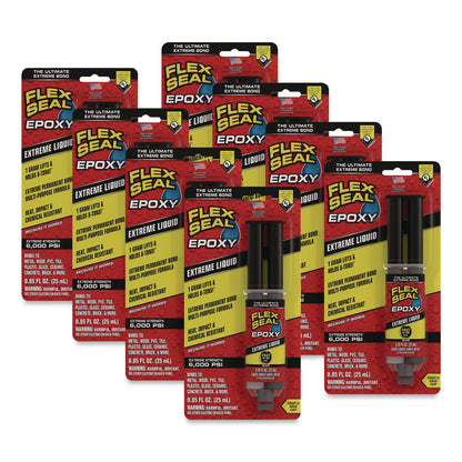 Flex Seal Products® Flex Epoxy Extreme Liquid, Two-Part Syringe, 0.8 oz, Dries Black, 8/Carton (FSGEFSBLKR25)