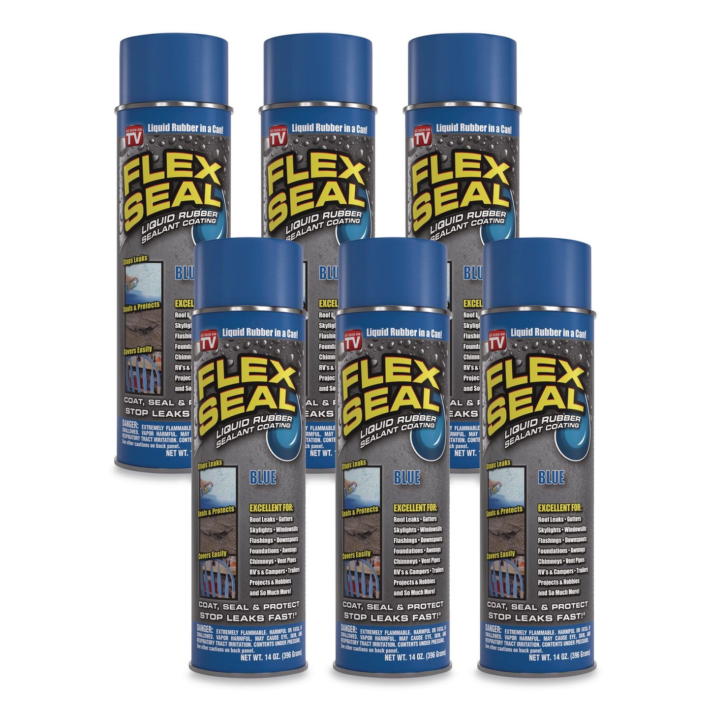 Flex Seal Products® Flex Seal Liquid Rubber Sealant Coating Aerosol, 14 oz Aerosol Can, Dries Blue, 6/Carton (FSGFSBLUR20)
