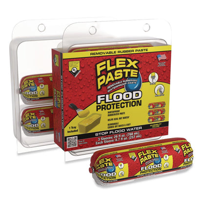 Flex Seal Products® Flex Paste Flood Protection Paste, (3) 8.7 oz Sleeves with Tray/Pack, Dries Yellow, 3 Packs/Carton (FSGRPSYELR32)