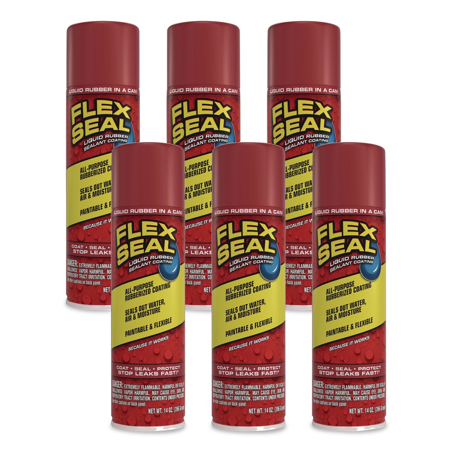 Flex Seal Products® Flex Seal Liquid Rubber Sealant Coating Aerosol, 14 oz Aerosol Can, Dries Red, 6/Carton (FSGFSREDR20)