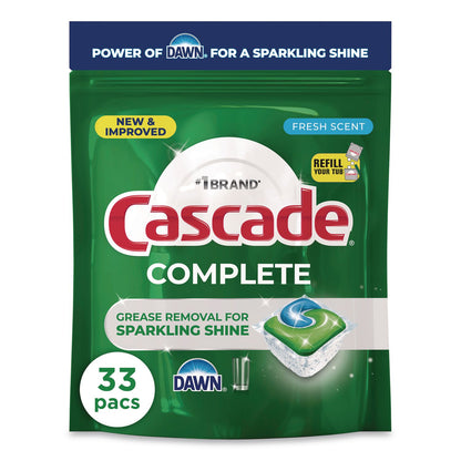 Cascade® Complete ActionPacs, Fresh Scent, 17.6 oz Bag, 33 Pacs/Bag, 4 Bags/Carton (PGC21697)