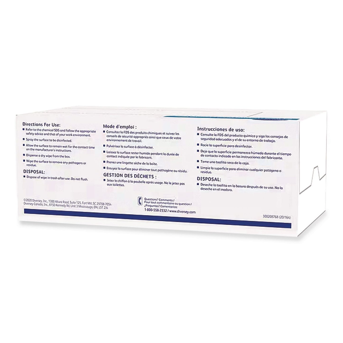 Diversey™ Dry Wipe Disposable Wiping System, 1-Ply, 6 x 8, Unscented, White, 500/Box, 4 Boxes/Carton (DVOD1228884)