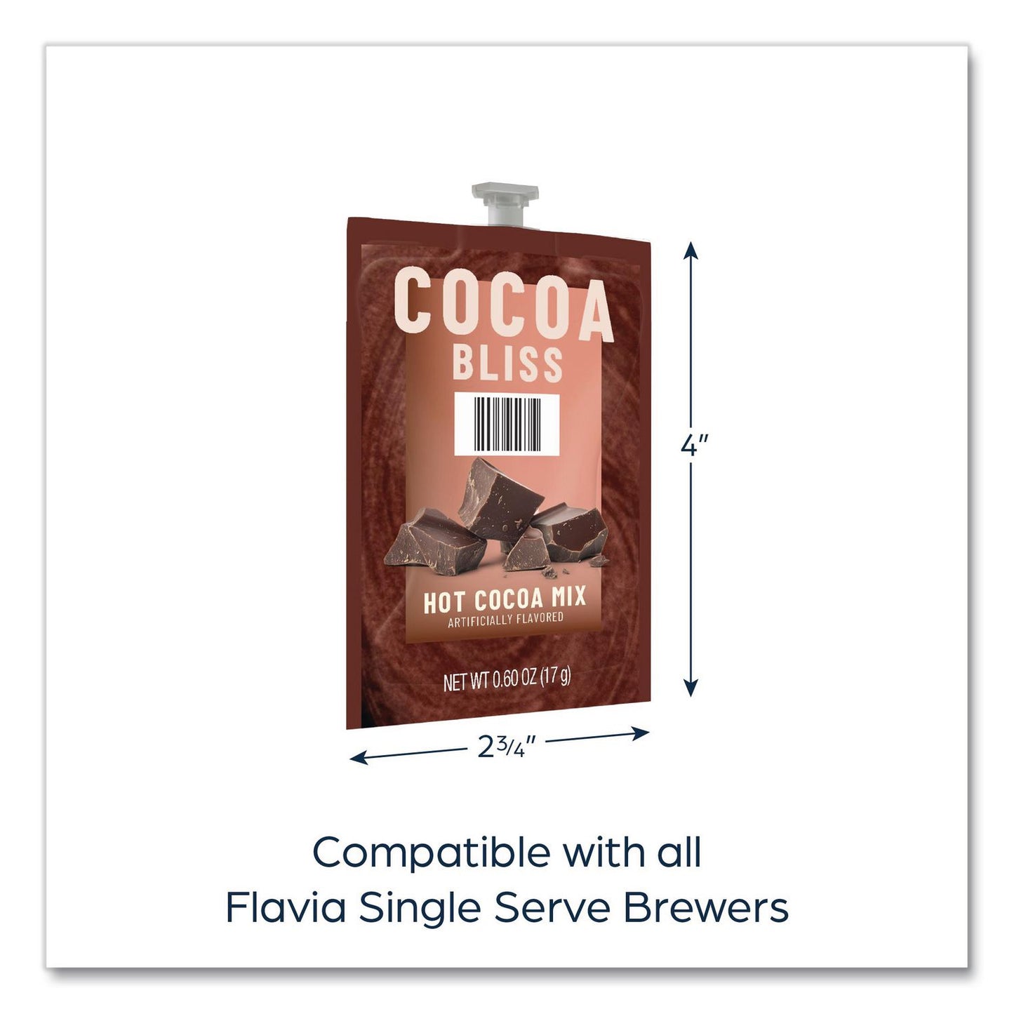 FLAVIA® Cocoa Bliss Hot Chocolate Mix, Chocolate, 72/Carton (LAV48788)