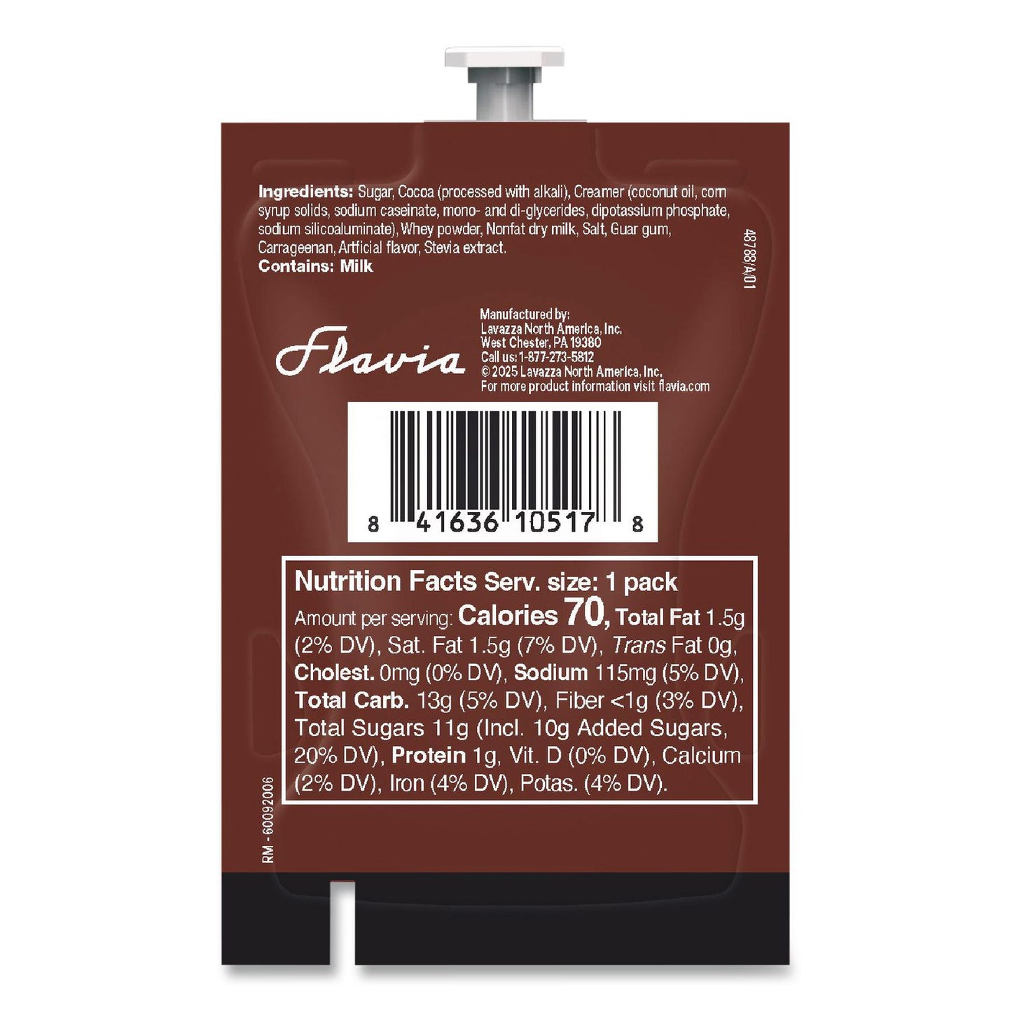 FLAVIA® Cocoa Bliss Hot Chocolate Mix, Chocolate, 72/Carton (LAV48788)
