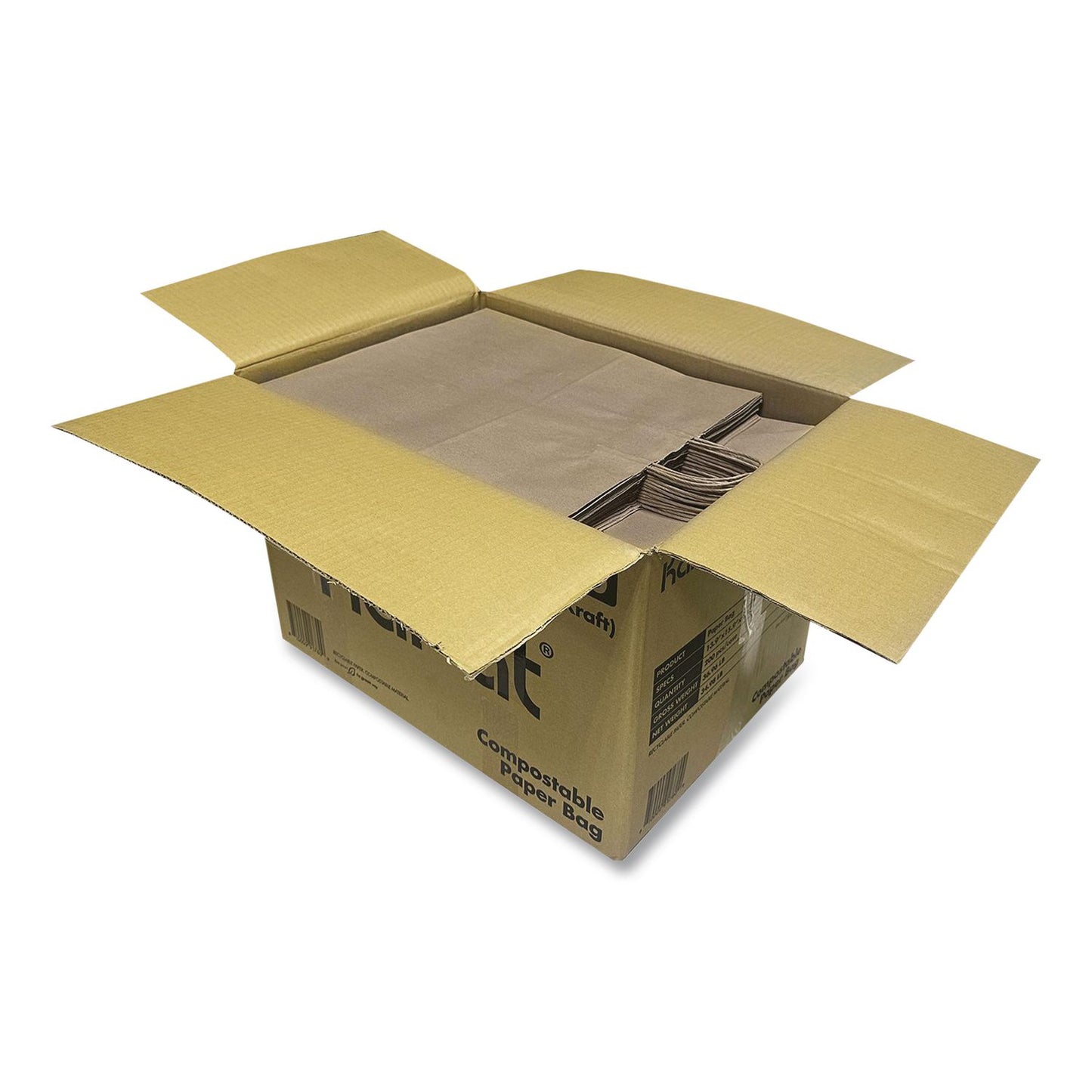 Karat® Huntington Paper Shopping Bag, Rope Handles, Large Size, 13.4 x 9.3 x 15.9, Kraft, 200/Carton (KRTFPSB130)