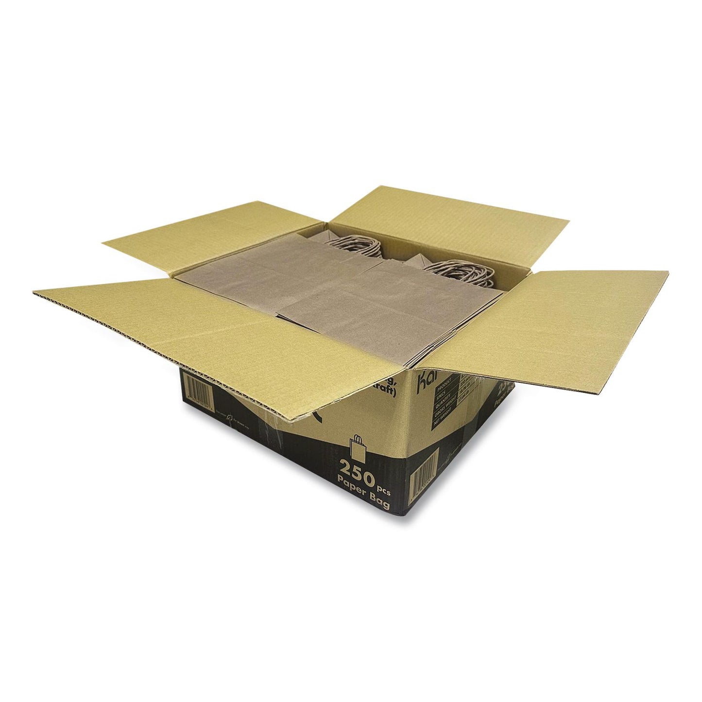 Karat® Paper Shopping Bag, Rope Handles, Small Size, 8.1 x 4.5 x 10.6, Kraft, 250/Carton (KRTFPSB100)