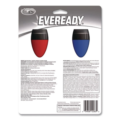 Eveready® LED Economy Flashlight, 2 D Batteries (Included), Red/Blue, 2/Pack (EVEL152SEA)