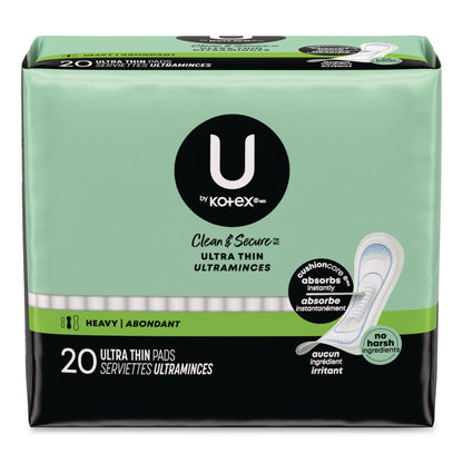 Kotex® U by Kotex Security Ultra Thin Feminine Pads, Heavy Absorbency, 20/Pack, 8 Packs/Carton (KCM53088CT)