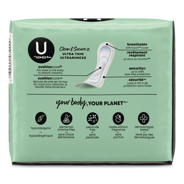Kotex® U by Kotex Security Ultra Thin Feminine Pads, Heavy Absorbency, 20/Pack, 8 Packs/Carton (KCM53088CT)