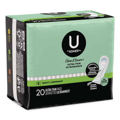 Kotex® U by Kotex Security Ultra Thin Feminine Pads, Heavy Absorbency, 20/Pack, 8 Packs/Carton (KCM53088CT)