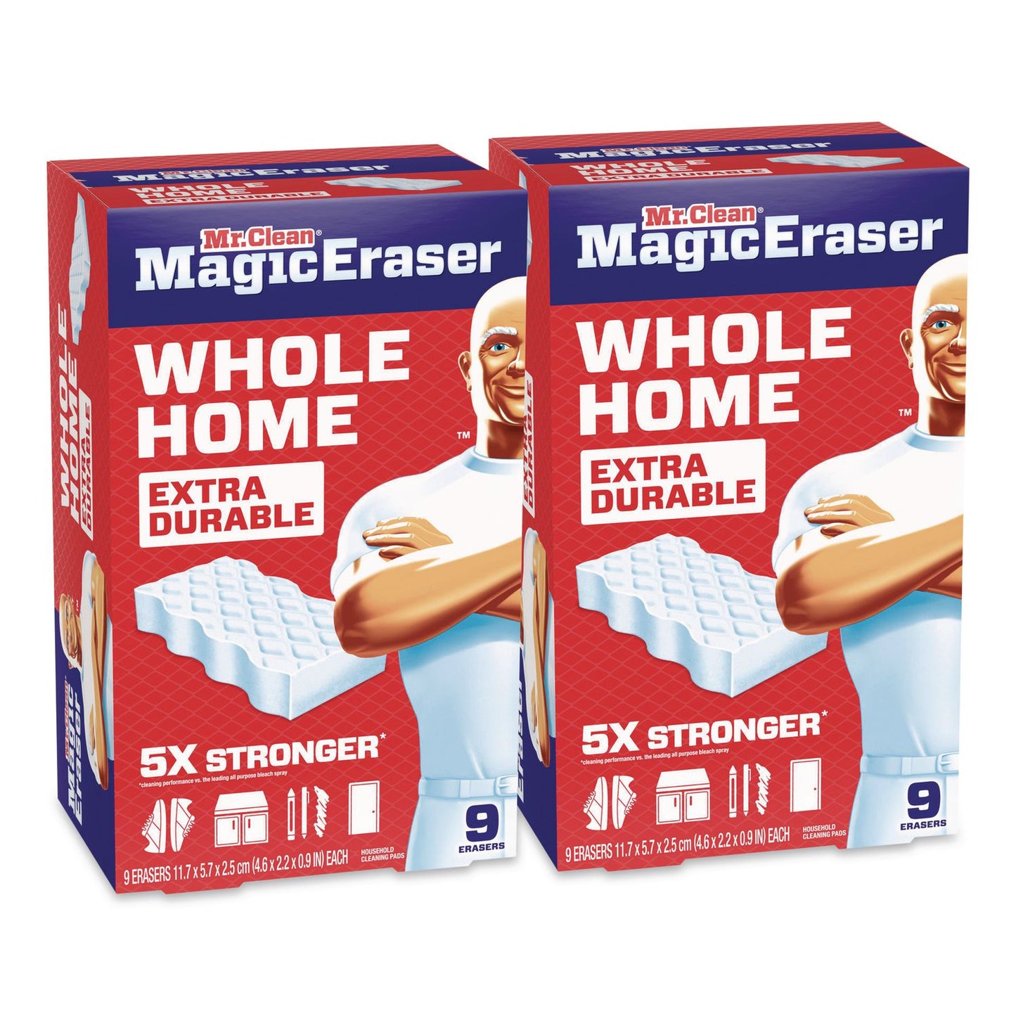 Mr. Clean® Magic Eraser, 4.6 x 0.9, 2.2" Thick, White, 9/Box, 2 Boxes/Carton (PGC22880CT)