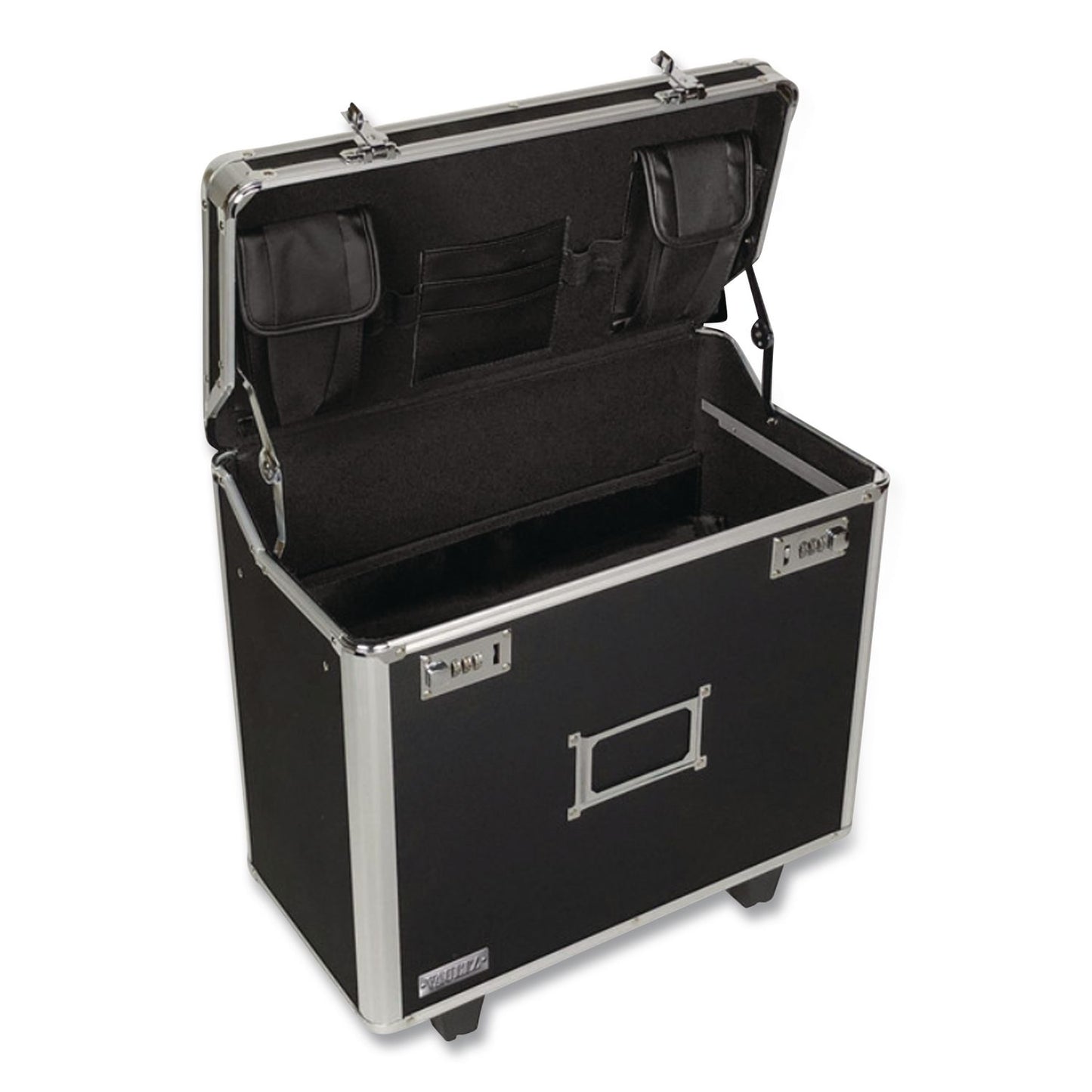 Vaultz® Locking Mobile Rolling Business Case, Fits Devices Up to 16", Aluminum/Chrome/Fiberboard, 10 x 16 x 15, Black (IDEVZ00194)
