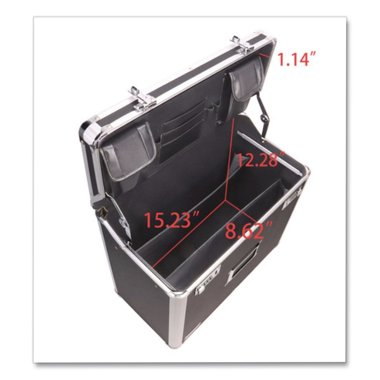 Vaultz® Locking Mobile Rolling Business Case, Fits Devices Up to 16", Aluminum/Chrome/Fiberboard, 10 x 16 x 15, Black (IDEVZ00194)