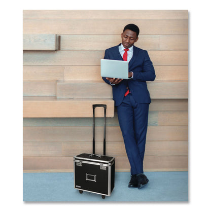 Vaultz® Locking Mobile Rolling Business Case, Fits Devices Up to 16", Aluminum/Chrome/Fiberboard, 10 x 16 x 15, Black (IDEVZ00194)