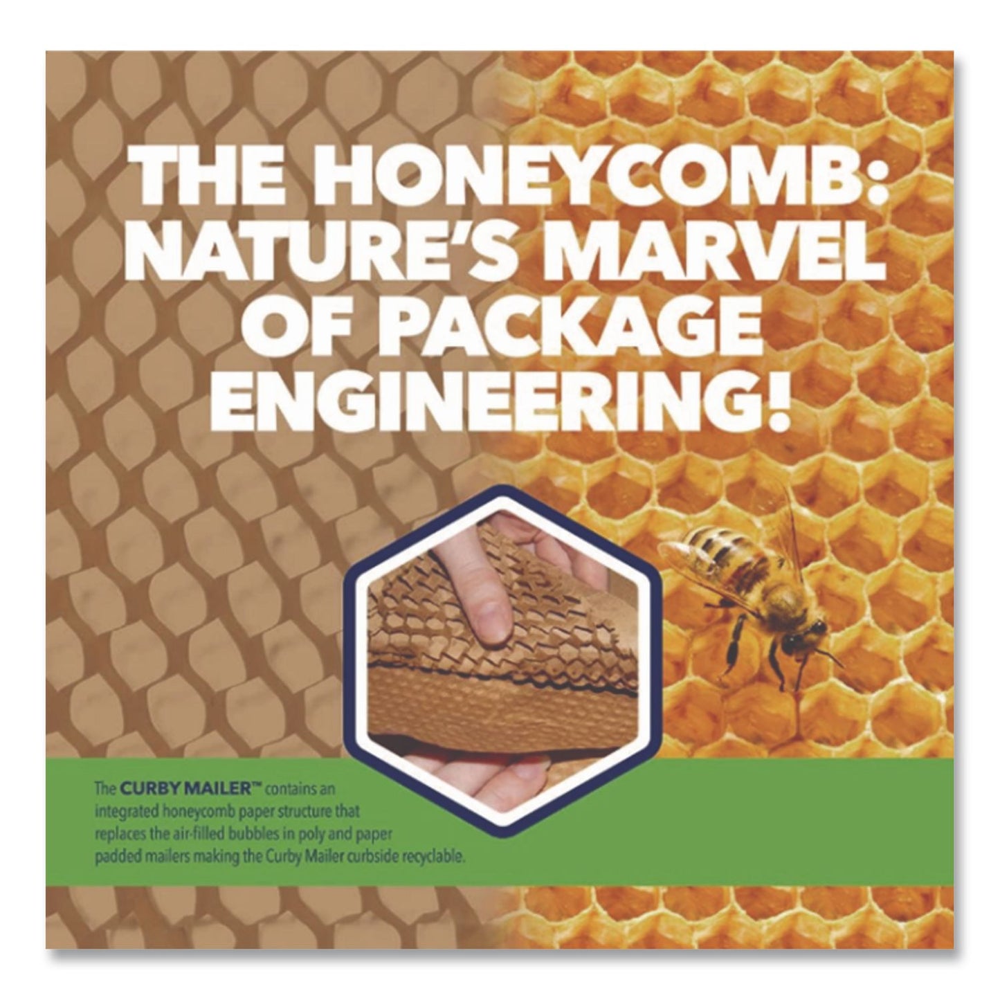 ipg® Curby Mailer Self-Sealing Recyclable Mailer, Paper Padding, Self-Adhesive, #5, 11.38 x 15.5, 30/Carton (IPGCBML5C)