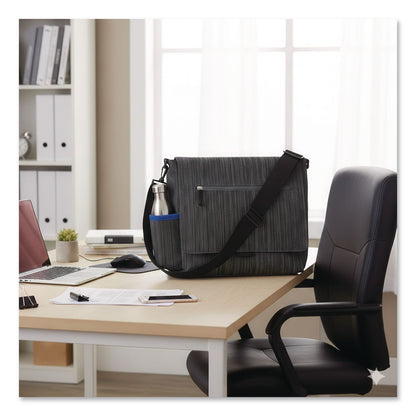 so-mine® Fabric Casual Messenger Bag, Charcoal/Cobalt (SOOSM456)