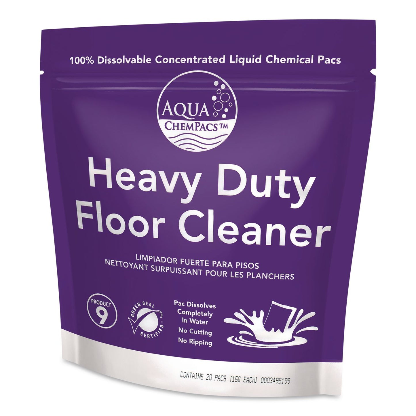 Diversey™ Aqua ChemPacs Heavy Duty Floor Cleaner, Lavender Scent, 20 ChemPacs/Pack (DVO9320901)