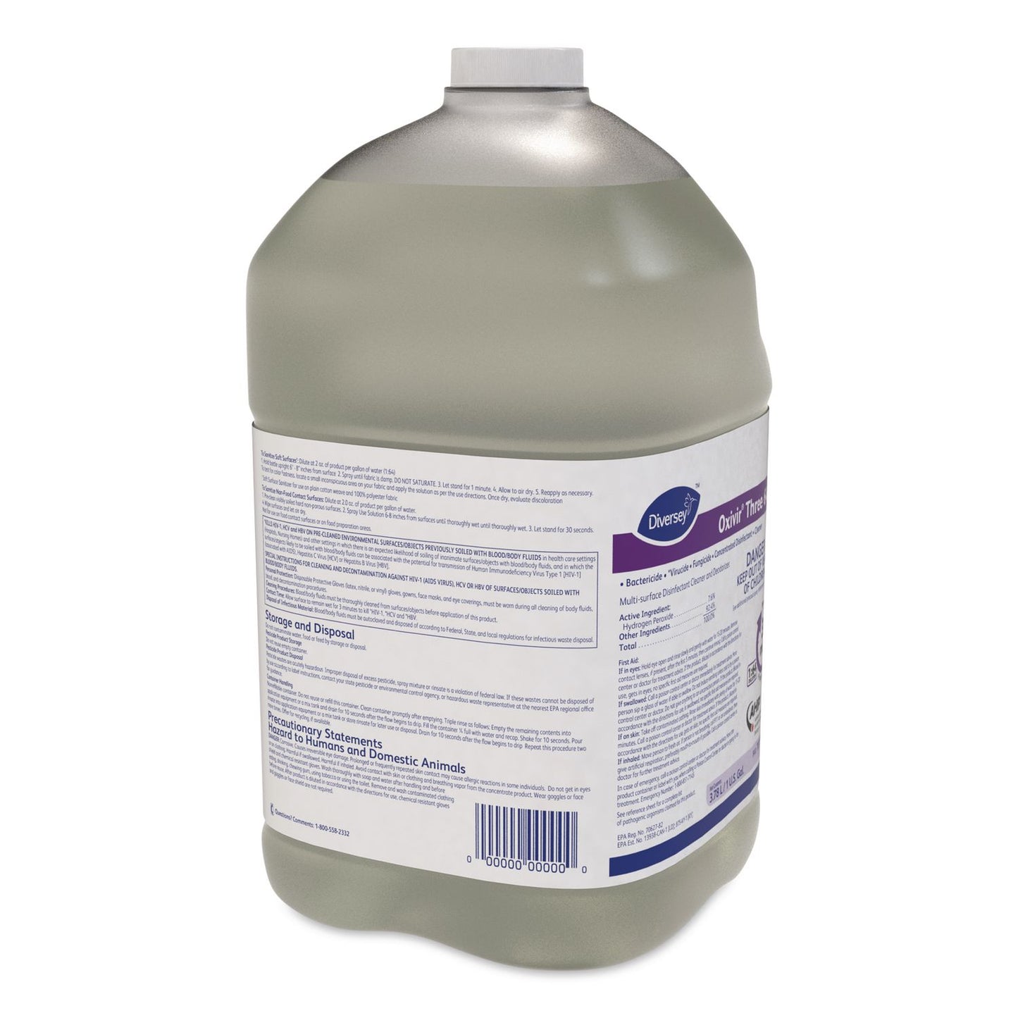 Diversey™ Oxivir Three 64 Disinfecting Cleaner and Deodorizer, 1 gal Bottle, 4/Carton (DVO101106001)