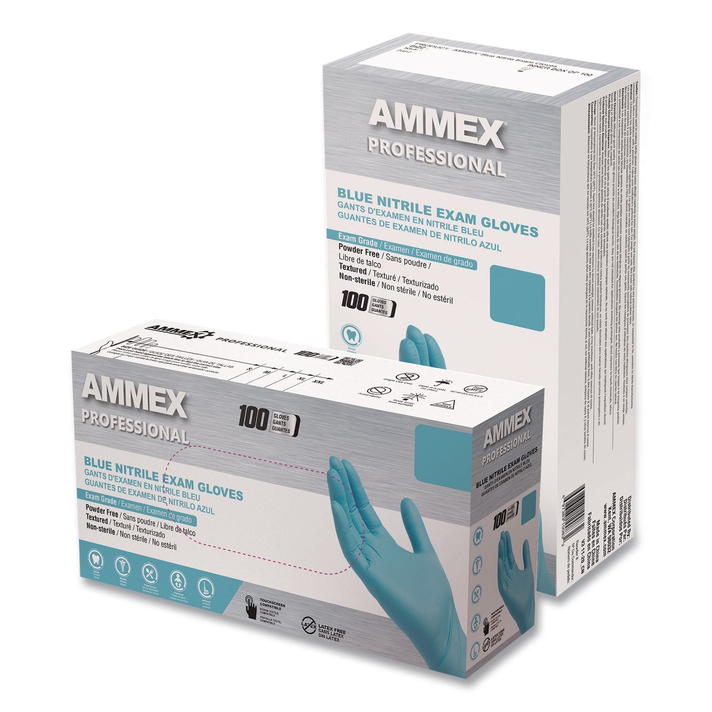 AMMEX® Professional Nitrile Exam Gloves, Powder-Free, X-Small, 3 mil Thick, 9.5" Long, Light Blue, 100/Box (AXCAPFN40100)