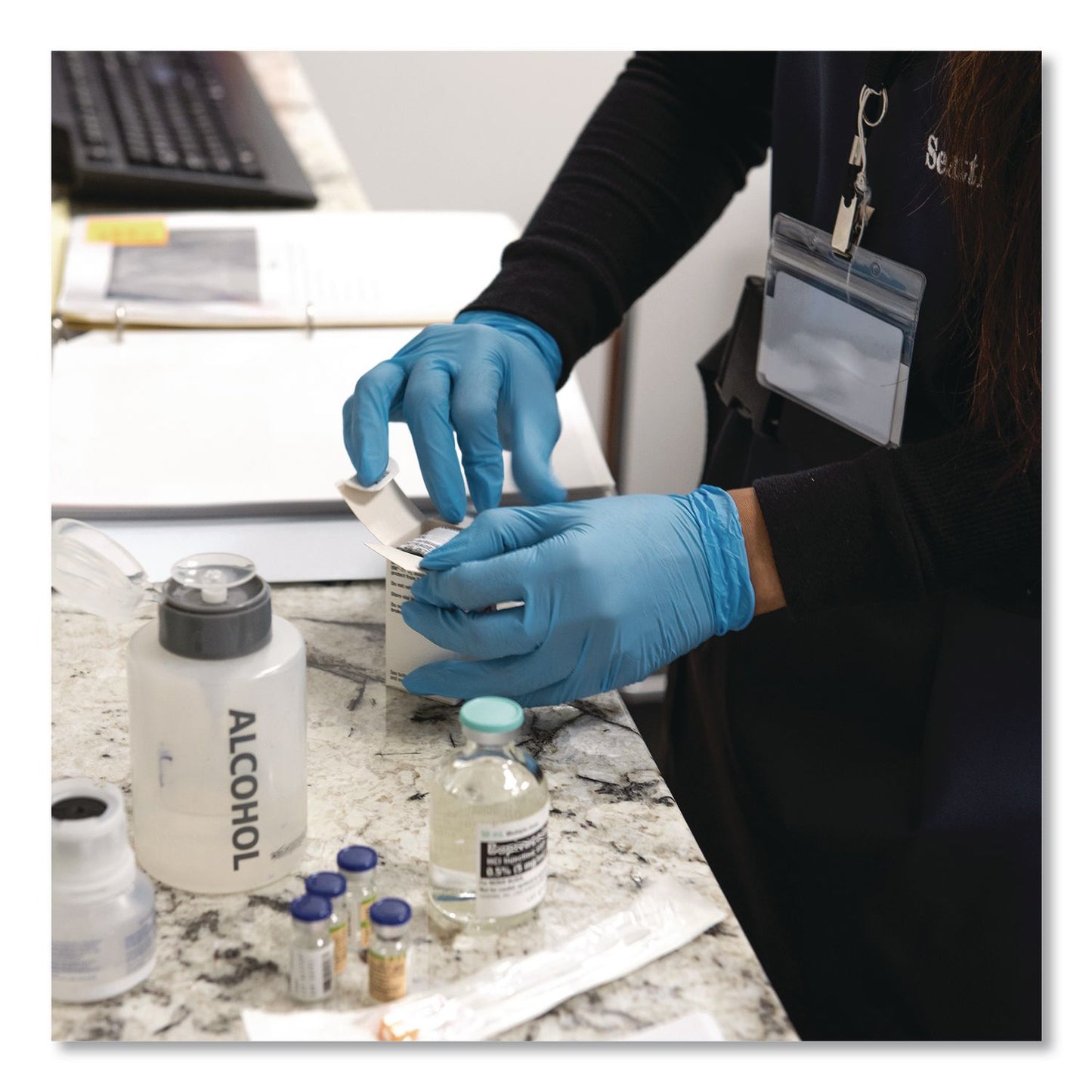 AMMEX® Professional Nitrile Exam Gloves, Powder-Free, X-Small, 3 mil Thick, 9.5" Long, Light Blue, 100/Box (AXCAPFN40100)