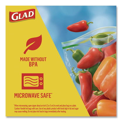 Glad® Zipper Food Storage Plastic Bags, Gallon Size, 10.75 x 10.38, Clear, 15 Bags (CLO57034EA)