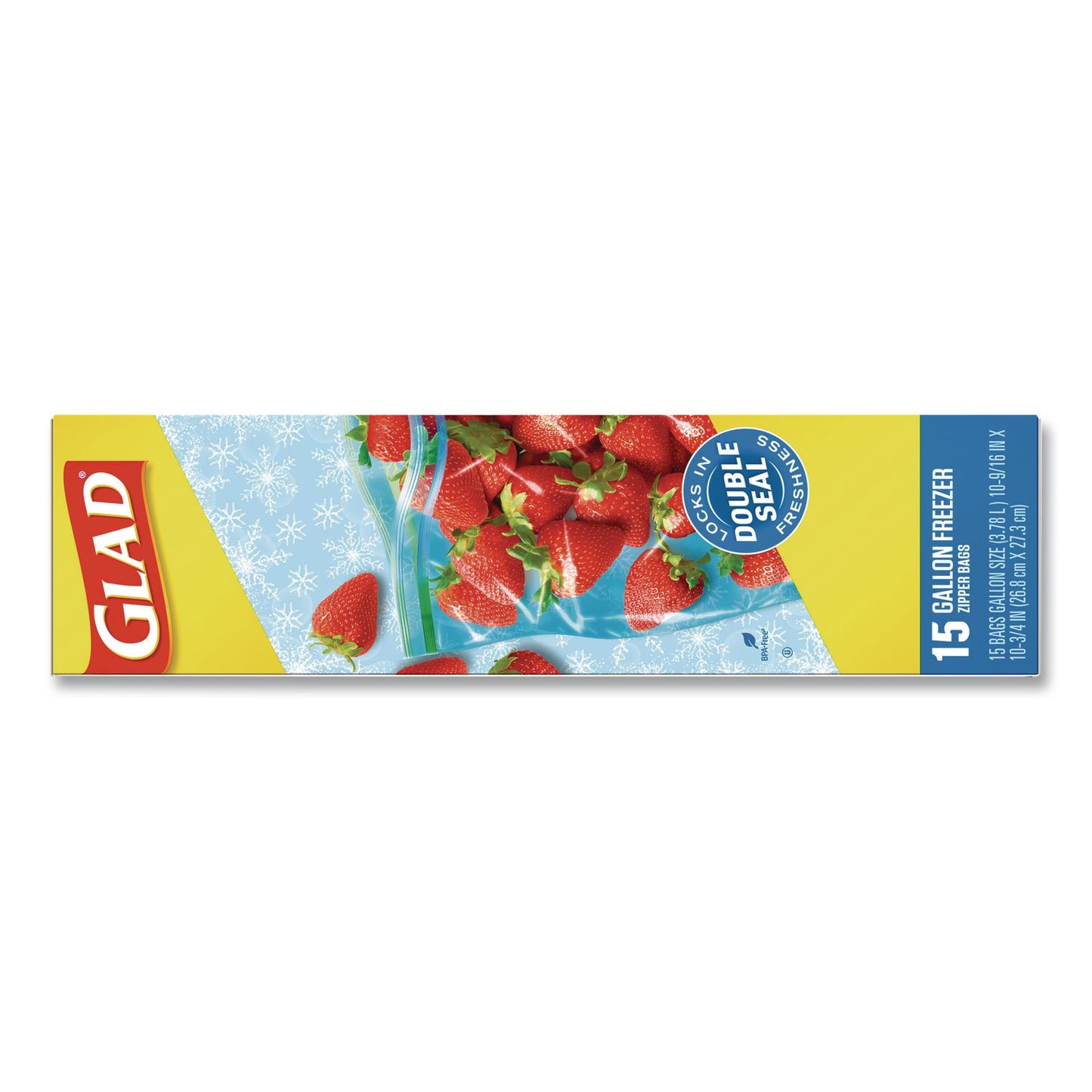 Glad® Zipper Food Storage Plastic Bags, Gallon Size, 10.75 x 10.38, Clear, 15 Bags (CLO57034EA)