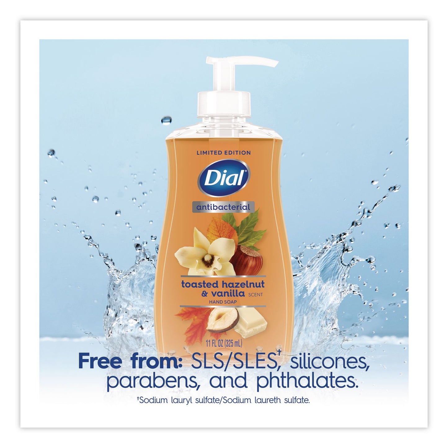 Dial® Antibacterial Liquid Hand Soap, Limited Edition, Toasted Hazelnut and Vanilla Scent, 11 oz Pump Bottle (DIA1700035945)