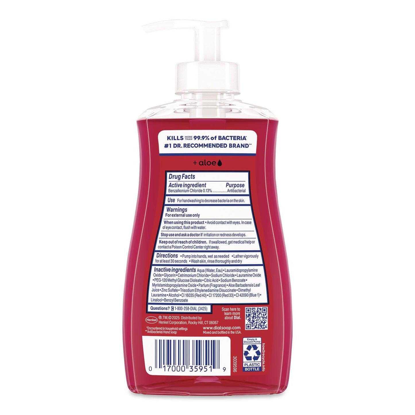 Dial® Antibacterial Liquid Hand Soap, Limited Edition, Frosted Cranberry and Pine Scent, 11 oz Pump Bottle (DIA1700035953)