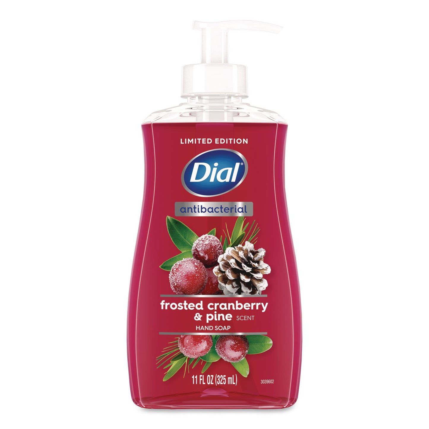 Dial® Antibacterial Liquid Hand Soap, Limited Edition, Frosted Cranberry and Pine Scent, 11 oz Pump Bottle (DIA1700035953)
