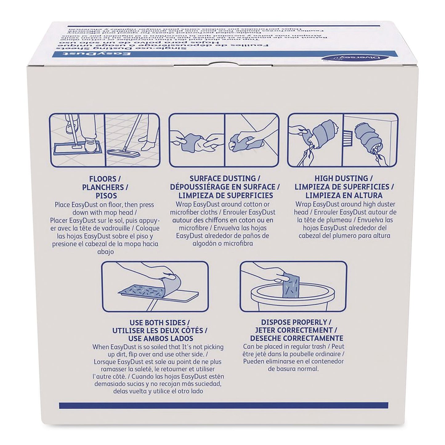 Diversey™ EasyDust Single-Use Dusting Sheets, 5 x 6, 250 Dusters/Box, 6 Boxes/Carton (DVO9292466)