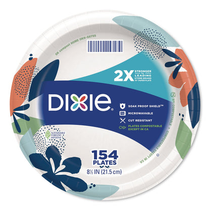 Dixie® Paper Plates with Soak-Proof Shield, Plate, 8.5" dia, Multicolor, 154/Pack (DXE15717)