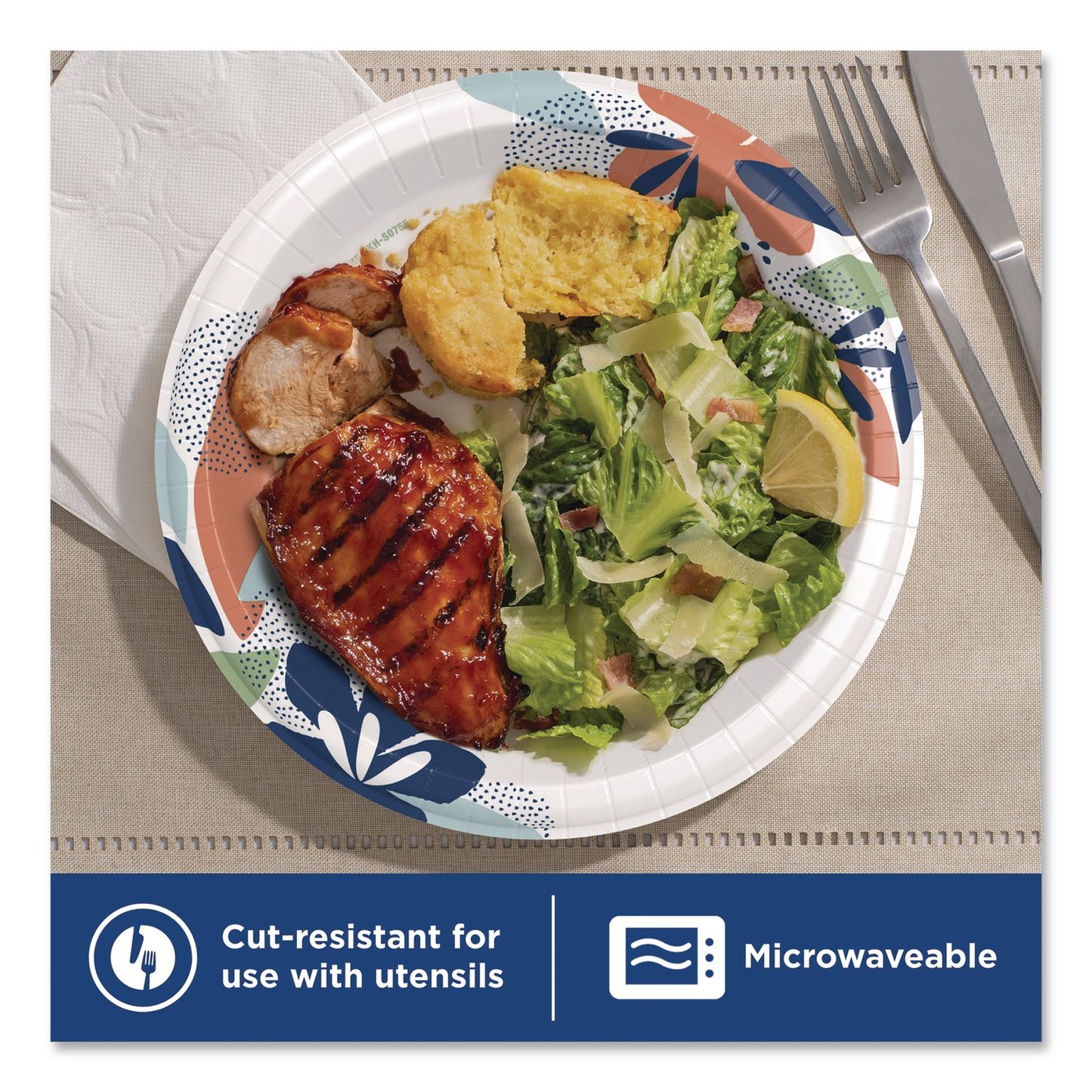 Dixie® Paper Plates with Soak-Proof Shield, 10" dia, Multicolor, 86/Pack (DXE15740)