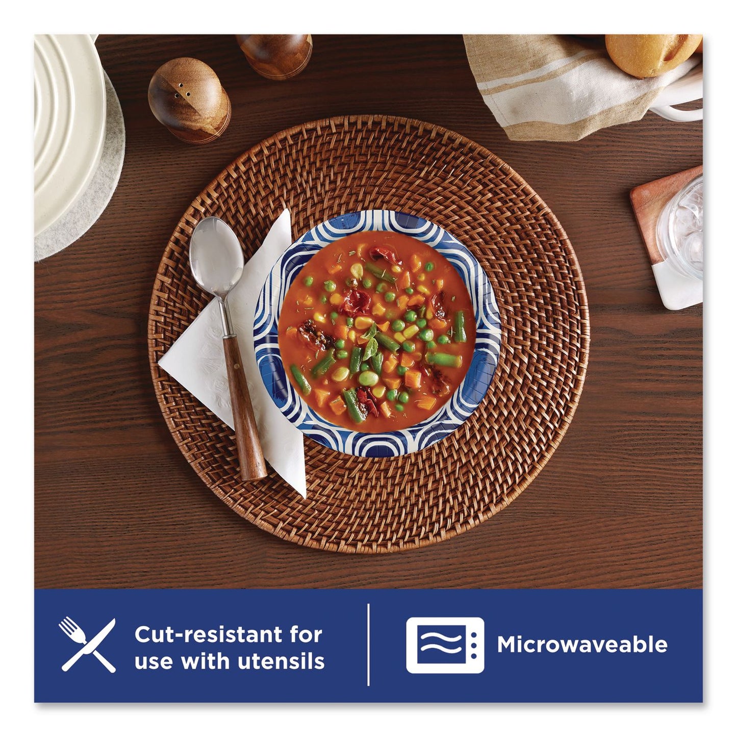 Dixie® Ultra® Paper Bowls, 20 oz, Blue/Black/White, 56/Pack (DXE15810)
