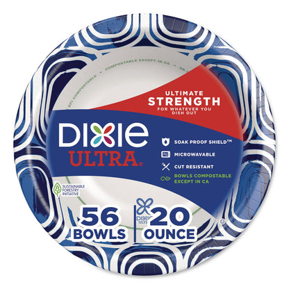 Dixie® Ultra® Paper Bowls, 20 oz, Blue/Black/White, 56/Pack (DXE15810)