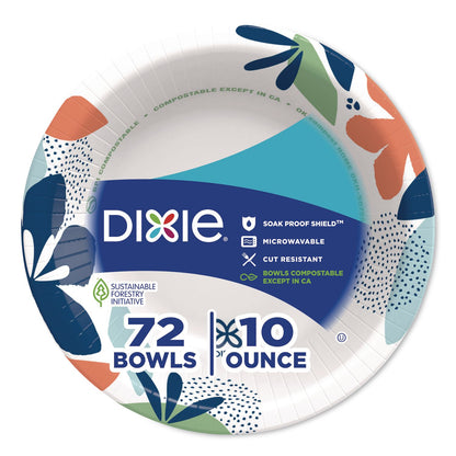 Dixie® Paper Bowls with Soak Proof Shield, 10 oz, Multicolor, 72/Pack (DXE15981)