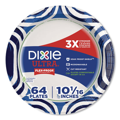 Dixie® Ultra® Paper Plate with Flex-Proof Technology, 10" dia, Multicolor, 64/Pack (DXE16525)