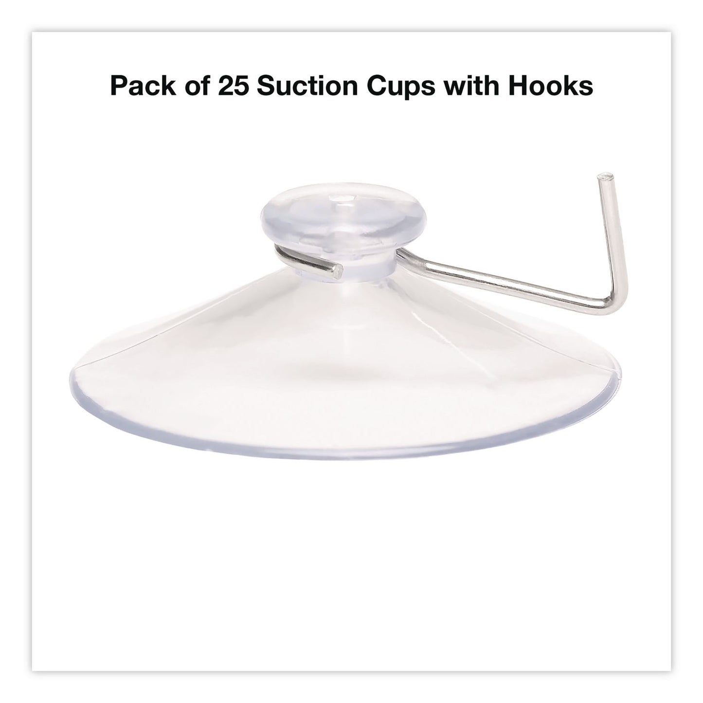 Excello Global Products® Suction Cup Hooks, Metal Silver Hook, 25/Pack (EXOSC25PK)