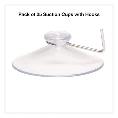 Excello Global Products® Suction Cup Hooks, Metal Silver Hook, 25/Pack (EXOSC25PK)