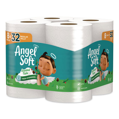 Angel Soft® Mega Toilet Paper, Limited Edition Fresh Evergreen Scent Tube, Septic Safe, 2-Ply, White, 320 Sheets/Roll, 8 Rolls/Pack (GPC79461)