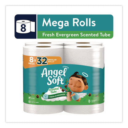 Angel Soft® Mega Toilet Paper, Limited Edition Fresh Evergreen Scent Tube, Septic Safe, 2-Ply, White, 320 Sheets/Roll, 8 Rolls/Pack (GPC79461)