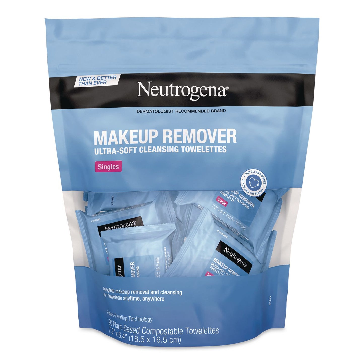 Neutrogena® Makeup Remover Ultra-Soft Cleansing Towelettes, 7.2 x 6.4, Unscented, White, 20/Pack (JOJ10253)