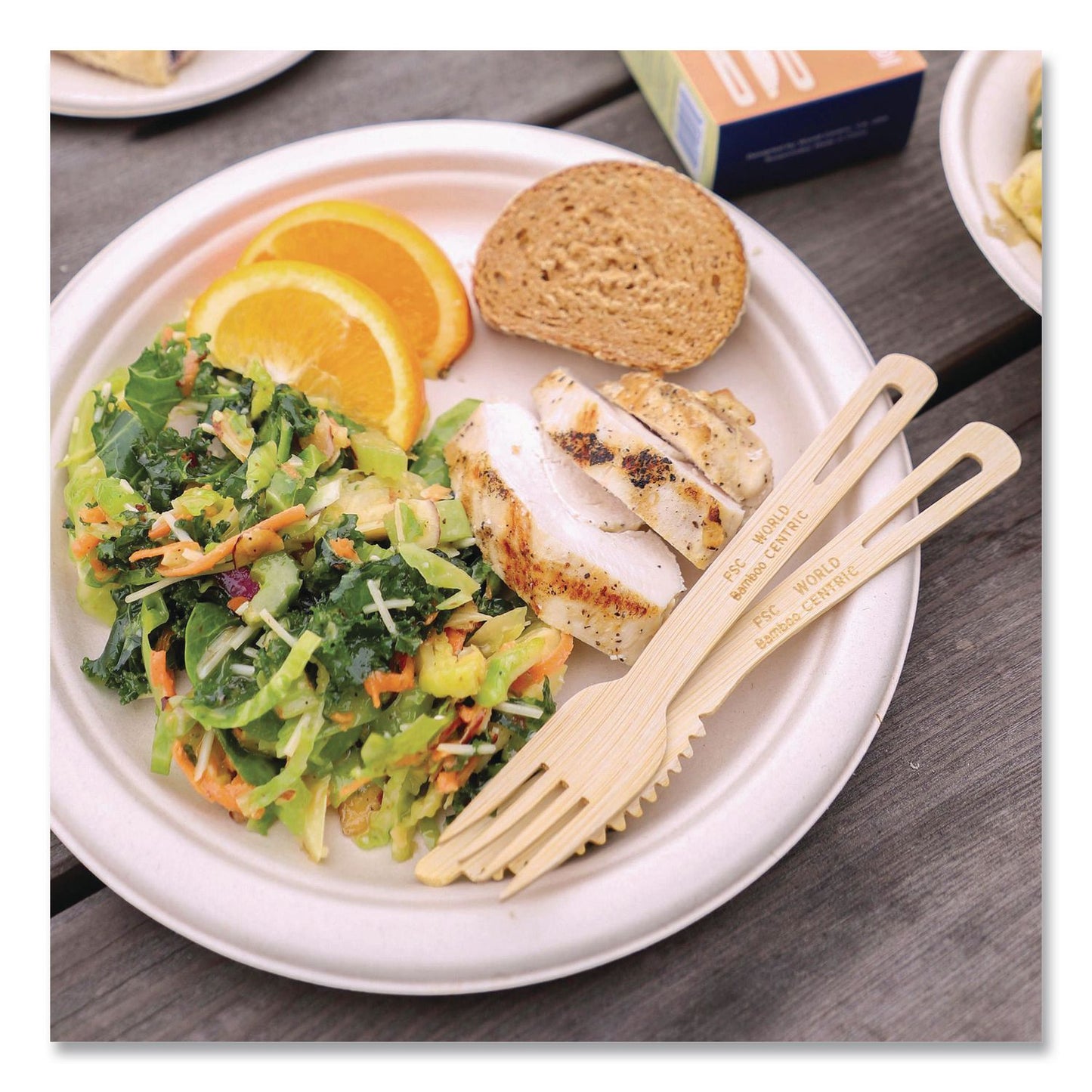 World Centric® Bamboo Cutlery, Fork/Knife/Spoon, Paper, Natural, 24/Pack (WORASBBR)