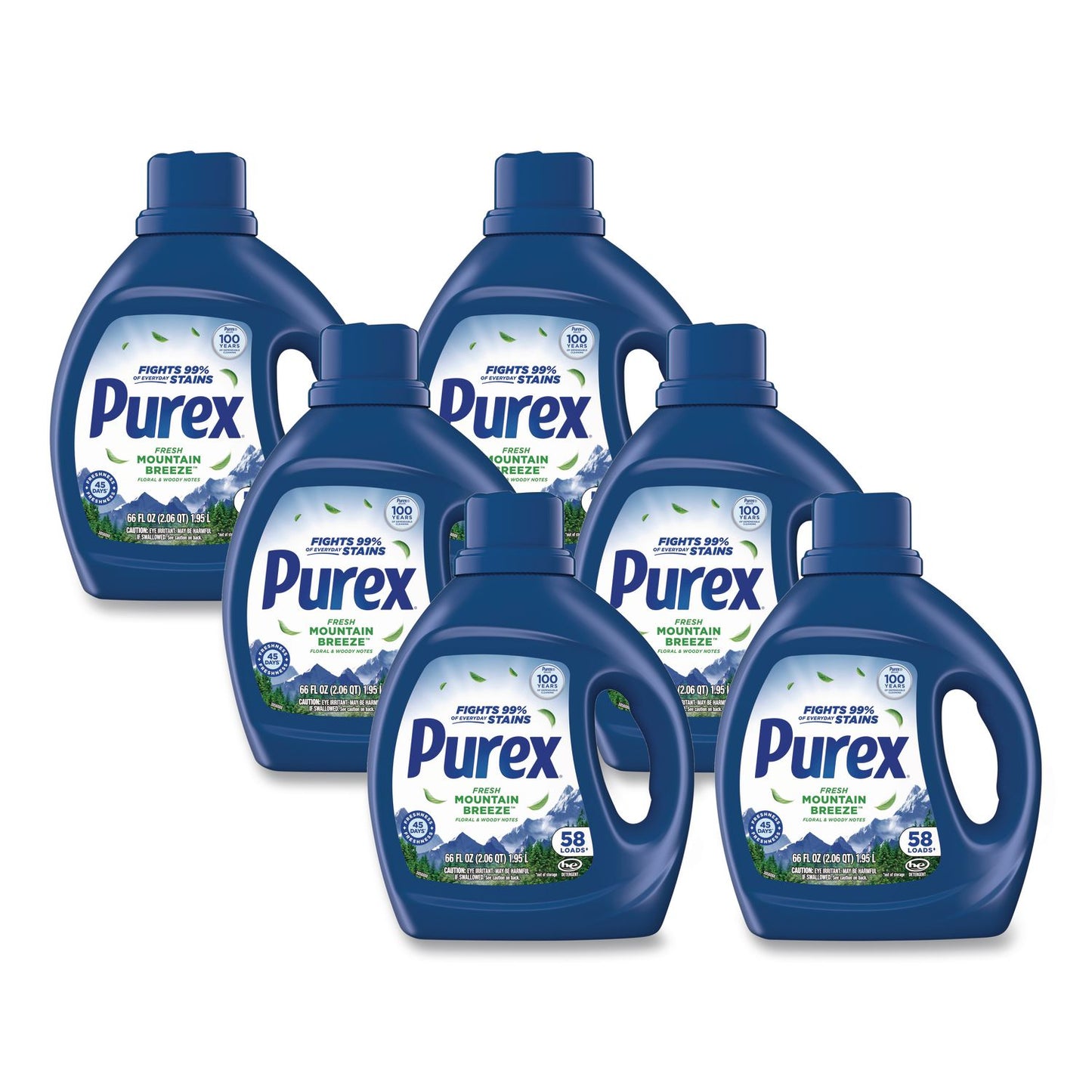 Purex® Mountain Breeze Liquid Laundry Detergent, 58 Loads, 66 oz Bottle, 6/Carton (DIA05589CT)