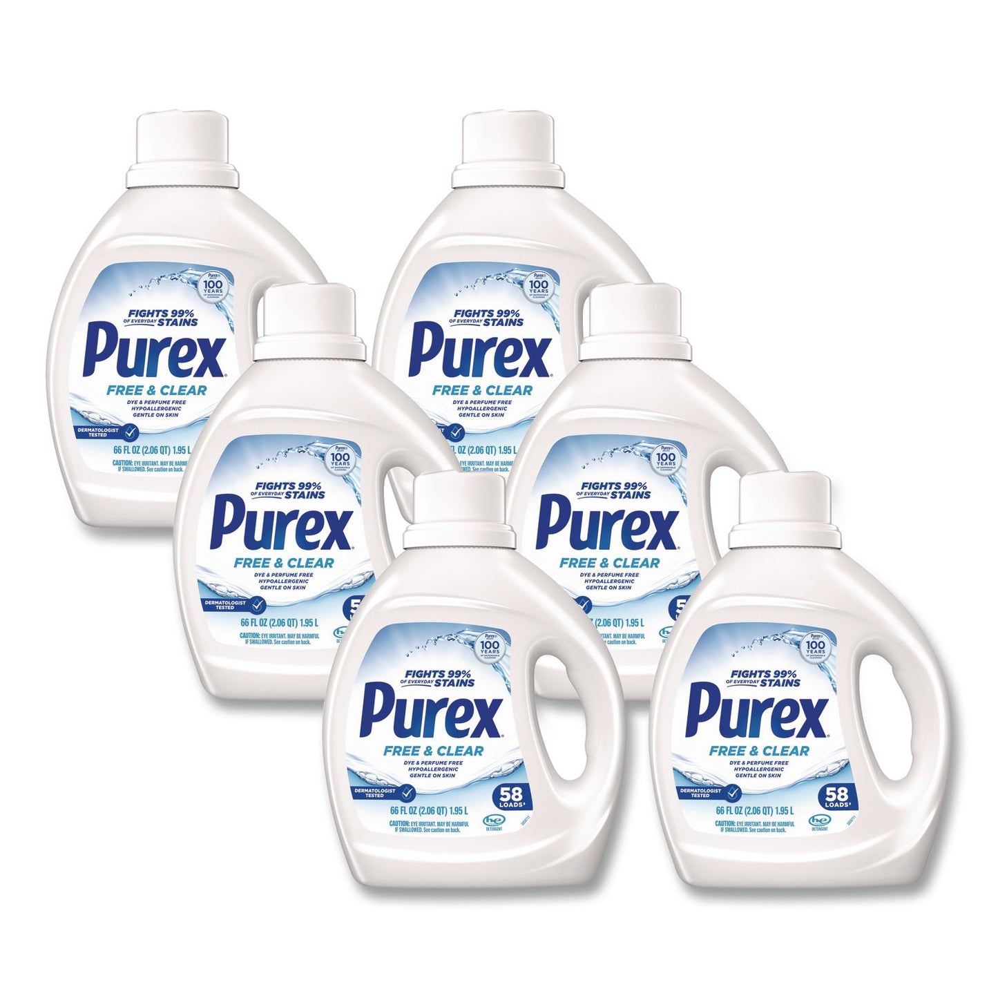 Purex® Free and Clear Liquid Laundry Detergent, 58 Loads, Unscented, 66 oz Bottle, 6/Carton (DIA05602CT)