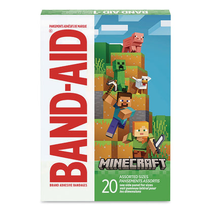 BAND-AID® Minecraft Adhesive Bandages, Assorted Sizes, 20 Bandages (JOJ1202513)