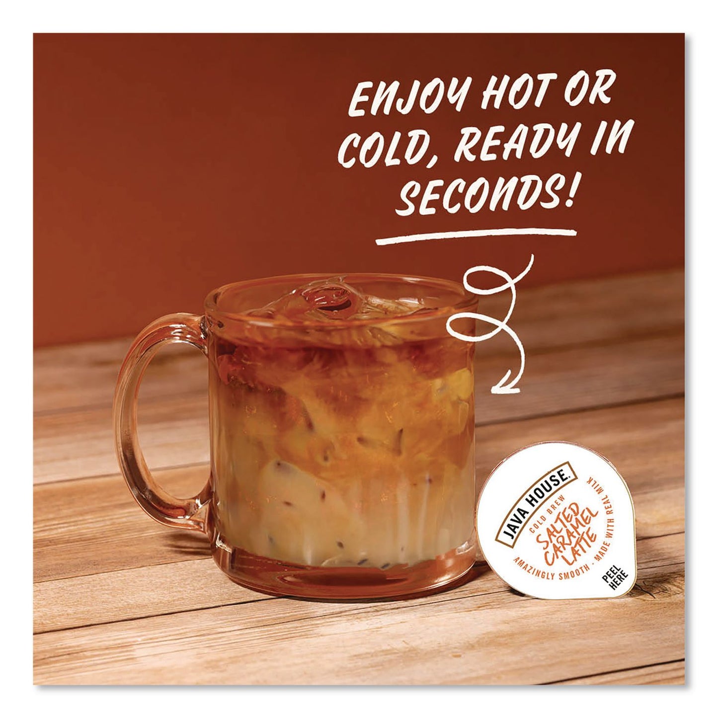 Java House® Amazingly Smooth Salted Carmel Latte Cold Brew Coffee Pod, 12/Box (JVHHFP01824)